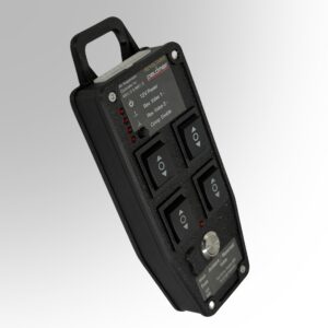 Air-Suspension Controller von schräg oben mit Tragegriff und beschriftetem Bedienfeld